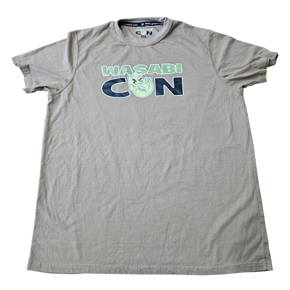 Wasabi Con Graphic T-Shirt Mens 2XL Brown Anime Convention Mascot Tee